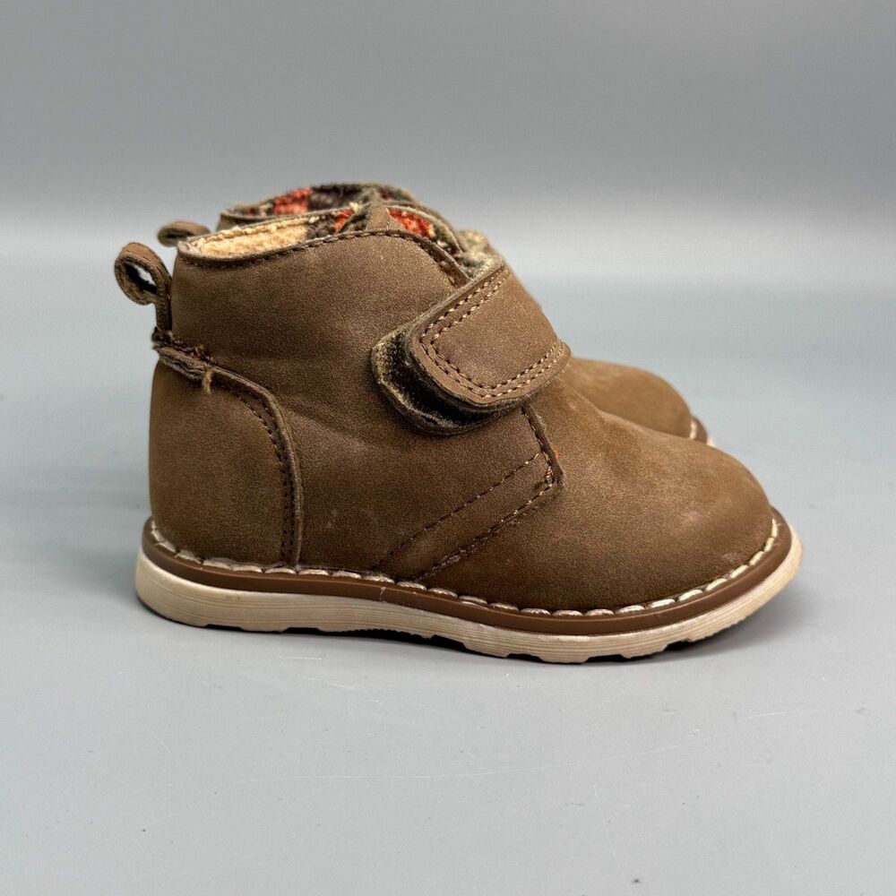 Cherokee Kids Toddler Size 5 Brown Faux Suede Hook & Loop  Ankle Boots Shoes